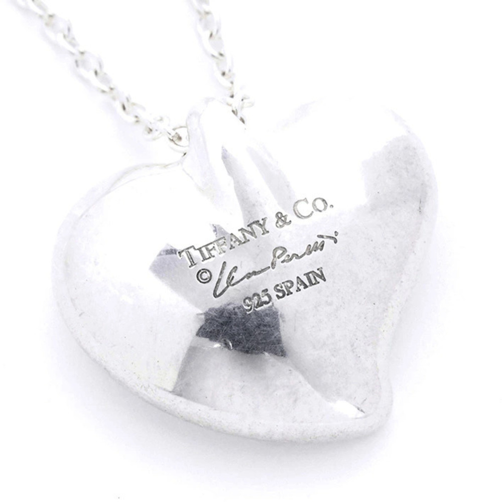 Tiffany Co Elsa Peretti Full Heart Pendant Necklace Silver